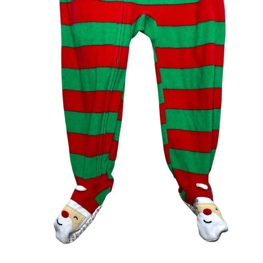 Bundle of 2 Carter’s Fleece Footed Pajamas Christmas Elf + Dino 3T